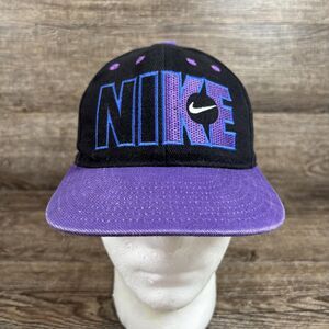 Nike Hat Cap Snap Back Youth Black Purple Just Do It Swoosh Embroidered One Size
